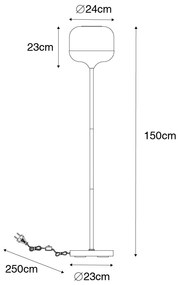 Lampa de podea de design neagră cu auriu și sticlă fumurie - Kyan