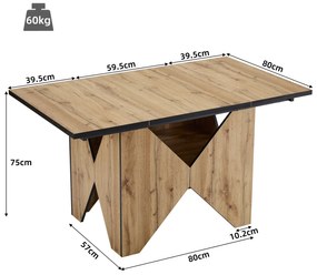 Masă de sufragerie modernă cu model de fibre de lemn, Maro deschis | Aosom Romania