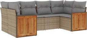 vidaXL Set canapele de grădină cu perne, 6 piese, bej, poliratan