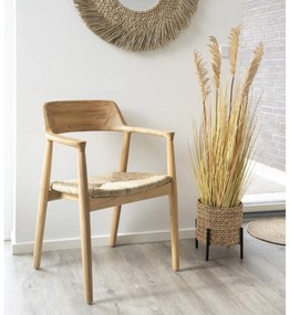 Scaun de dining în culoare naturală cu cotiere din lemn masiv Getafe – House Nordic