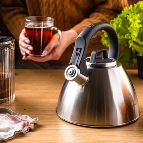 Fierbător fluierător Klausberg KB 7951, 2.5 l, Oțel inoxidabil, Mâner termoizolant, Inducție, Onix mat