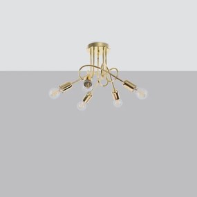 Lustră pe tijă Sollux SL.1438 LOOP 5xE27/15W/230V auriu