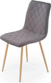 Scaun K525, gri inchis/stejar, stofa catifelata/metal, 45x55x89 cm