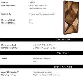 Decoratiune de perete LUX, Otel, Alama periata, Bravura