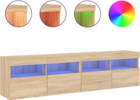 vidaXL Comodă TV de perete cu LED, 2 buc. stejar sonoma, 80x30x40 cm