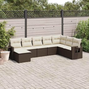 vidaXL Set canapele de grădină cu perne, 8 piese, maro, poliratan