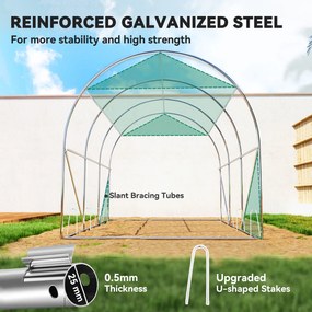 Outsunny Seră de Grădină Tunel 3x2x2 m cu Plasă de Umbrire, Seră pentru Legume și Flori cu 6 Ferestre, 2 Uși și Pereți Laterali Rulanți, Cadru din Oțel și Acoperire PE, Verde | Aosom Romania