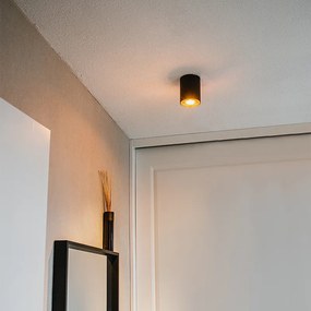 Spot de plafon negru cu auriu rotativ și înclinabil - Rondoo up