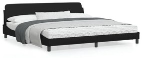 373258 vidaXL Cadru de pat cu tăblie, negru, 200x200 cm, piele ecologică