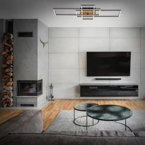 Lustră LED dimabilă aplicată FRAME LED/51W/230V negru/maro Brilo + telecomandă