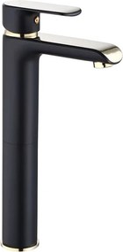Baterie lavoar inalta Rea Bloom monocomanda negru - auriu
