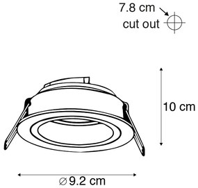 Set de 6 spoturi încastrate rotunde din aluminiu reglabile - Chuck