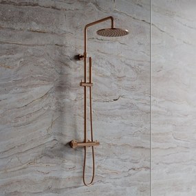 Coloana de dus Omnires Contour cu baterie termostatata finisaj cupru periat