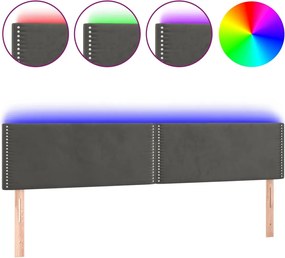 vidaXL Tăblie de pat cu LED, gri închis, 160x5x78/88 cm, catifea