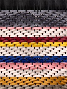 Fotoliu colorat împletit din țesătură și structură de lemn de tec, "Aguayo"