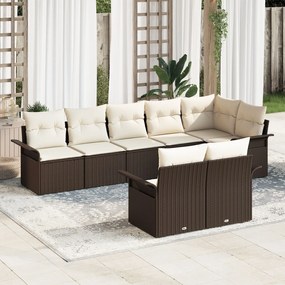 vidaXL Set de canapele pentru grădină cu pernă 8 pcs Maro Rattan poli