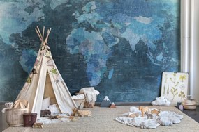 Fototapet, World Map, Blue, Rebel Walls