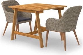 vidaXL Set de masă pentru grădină, 3 piese, maro