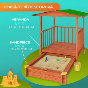 Groapa cu nisip cu verandă SUNNY, 130x130x143cm, maro/verde Jurhan