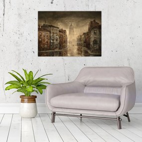 Tablou pe sticlă - Pictura orașului (70x50 cm)