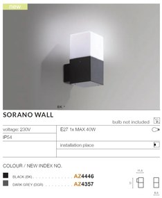 Aplica de perete exterior moderna IP54 SORANO gri