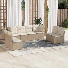 vidaXL Set canapele de grădină, 8 piese, cu perne, bej, poliratan