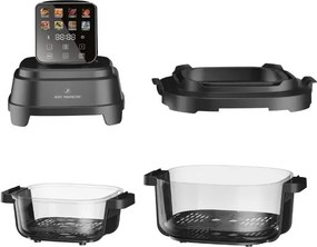 Friteuză cu aer cald Just Perfecto JP-AF4GL, 1500 W, 1,5/4 l, 8 programe, 80-200 °C, circulație a aerului cald la 360°, structură din sticlă rezistentă la temperaturi ridicate, negru