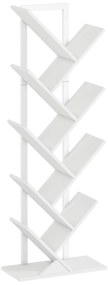 HOMCOM Etajeră în Formă de Copac cu 9 Rafturi și Sistem Antivârf pentru Sufragerie Dormitor 50x24x136 cm Alb | Aosom Romania