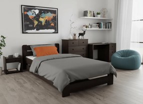 Pat de o persoana Laura 90x200 cm, nuc Saltele: Cu saltele Somnia 18 cm, Somiera pat: Cu lamele curbate