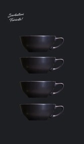 Set Cadou 4 Cesti Vulcano Adora 300ml (design organic, forma atipica) Negru Mat (2 + 2 cadou)