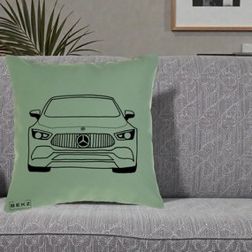 Perna Personalizata Mercedes-Benz Fata Linie, 40x40 cm, Verde, Husa Detasabila, Perna Inclusa, BEKZ®