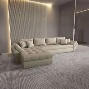 Colțar extensibil dumonde cu ladă de depozitare si sezut confortabil din spuma high-density, Loana XL Enjoy Camel 335x185 cm