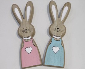 Iepuras din lemn LAPINA XL cu haine colorate, 18 cm Culoare: Albastru