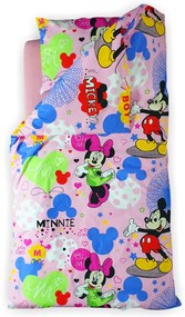 Set 5 piese Lenjerie Minnie saltele 160x80 compatibile cu pat 2-12 ani + Pilota + Perna - ASC2005