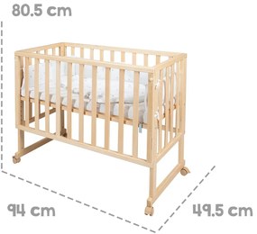 Pătuț în culoare naturală cu roți 90x45 cm Star Magic – Roba