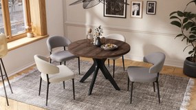 Mazzoni RENZO Stejar Maro/picior negru - MASĂ ROTUNDĂ Ø110 EXTENSIBILĂ PÂNĂ LA 180 cm | PENTRU BUCĂTĂRIE SUFRAGERIE LIVING RETRO