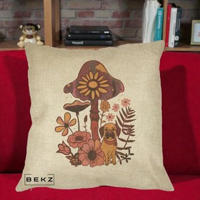 Perna Decorativa Ciuperca Caine Boho, 40x40 cm, Crem, Husa Detasabila, Perna Inclusa, BEKZ®