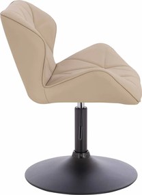 HR111N Scaun Crem Piele Ecologica Premium Soft cu Bază Neagră