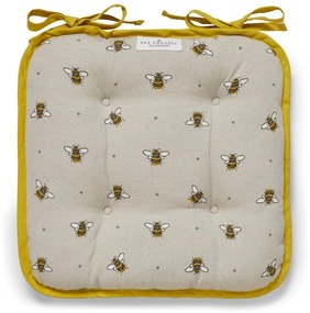 Pernă pentru scaun din bumbac Cooksmart ® Bumble Bees, bej-galben