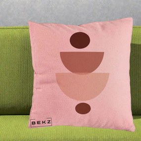 Perna Decorativa Geometric Boho Balance, 40x40 cm, Roz, Husa Detasabila, Perna Inclusa, BEKZ®