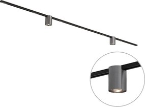 Sistem de șină modern negru cu 2 spoturi gunmetal monofazate - Iconic Rondoo Up