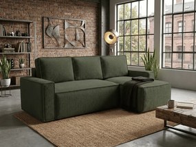 OFERTA Set canapea extensibila reversibila in L SMART BOUCLE 232x143 cm, verde inchis Calitatea II