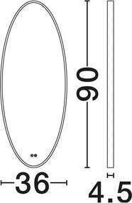 Oglinda cu iluminat LED pentru baie IP44 RILO 36x90cm