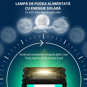 Outsunny Lampadar solar, Lampa de exterior pentru gradina Lampa pentru alee si iluminat decoratic cu lumini LED | Aosom Romania