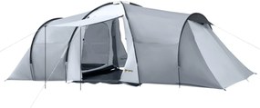 Outsunny Cort Camping 4-5 Persoane 2 Camere Familie Impermeabil Baldachin 590x245x193cm Gri | Aosom Romania