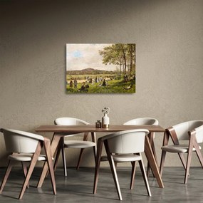Tablou pe sticlă - French 19th Century, Race Course at Longchamps, reproducere (70x50 cm)
