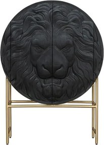 Bufet Elegant din Lemn de Mango, Negru, LION 140cm 3D