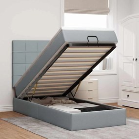 vidaXL Cadru de pat otoman cu saltea țesătură gri deschis 90x190cm