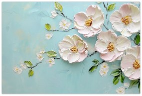 Tablou - Flori pe fundal albastru (90x60 cm)