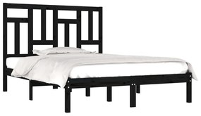 Cadru pat 5FT King Size, negru, 150x200 cm, lemn masiv de pin Negru, 150 x 200 cm